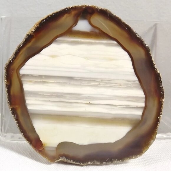 Vintage Natural Stone Artisan Striated Geode Slice Belt Buckle - Picture 9 of 9